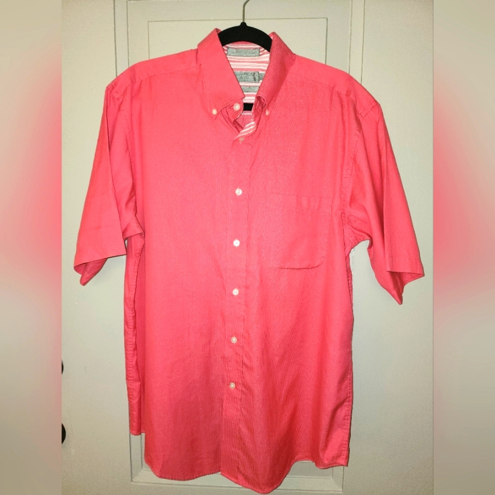 Daniel Cremieux Classics Coral Men's Short Sleeve Shirt Sz M, Cotton/Silk Blend